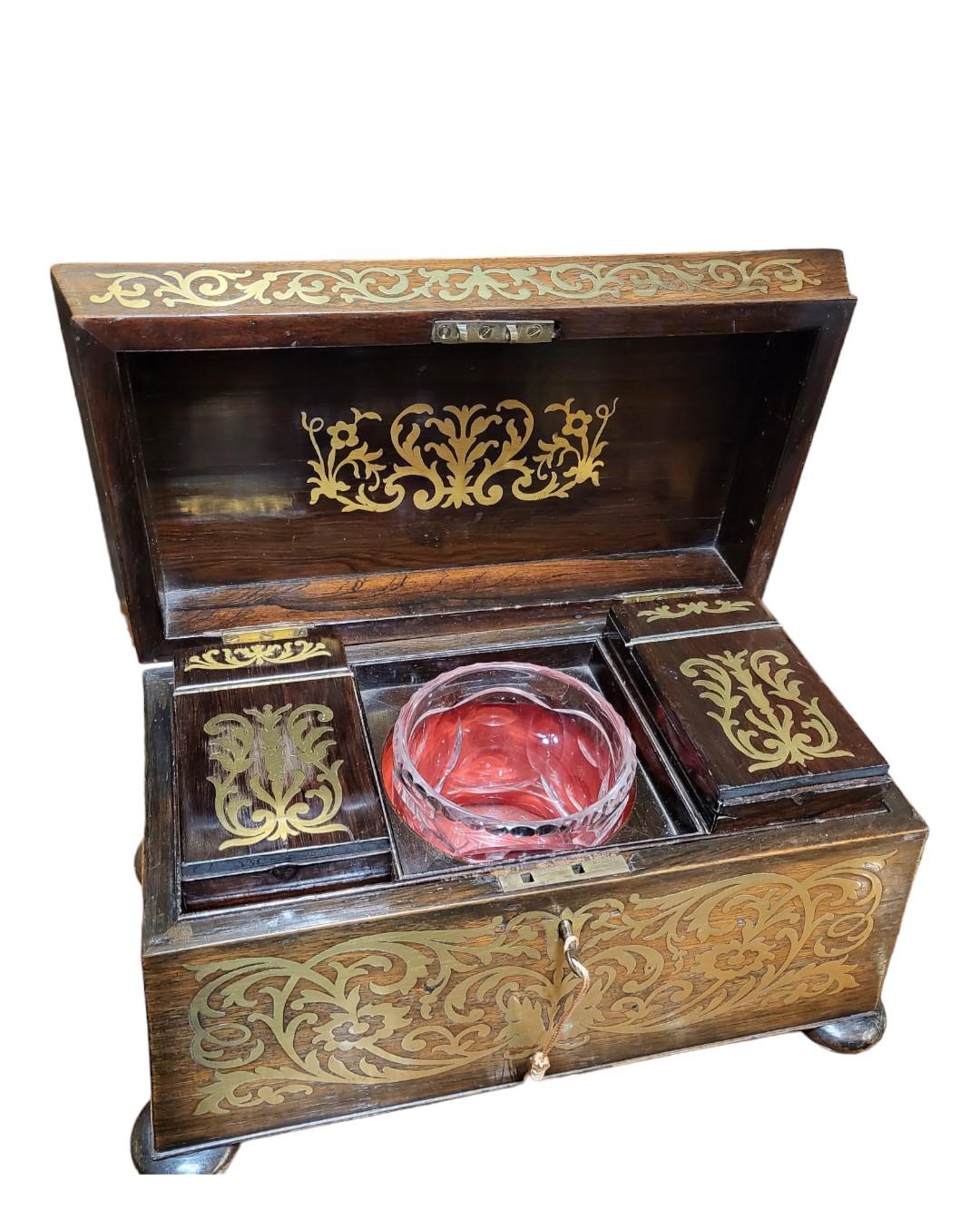 Inlay Regency Inlaid Tea Caddy For Sale