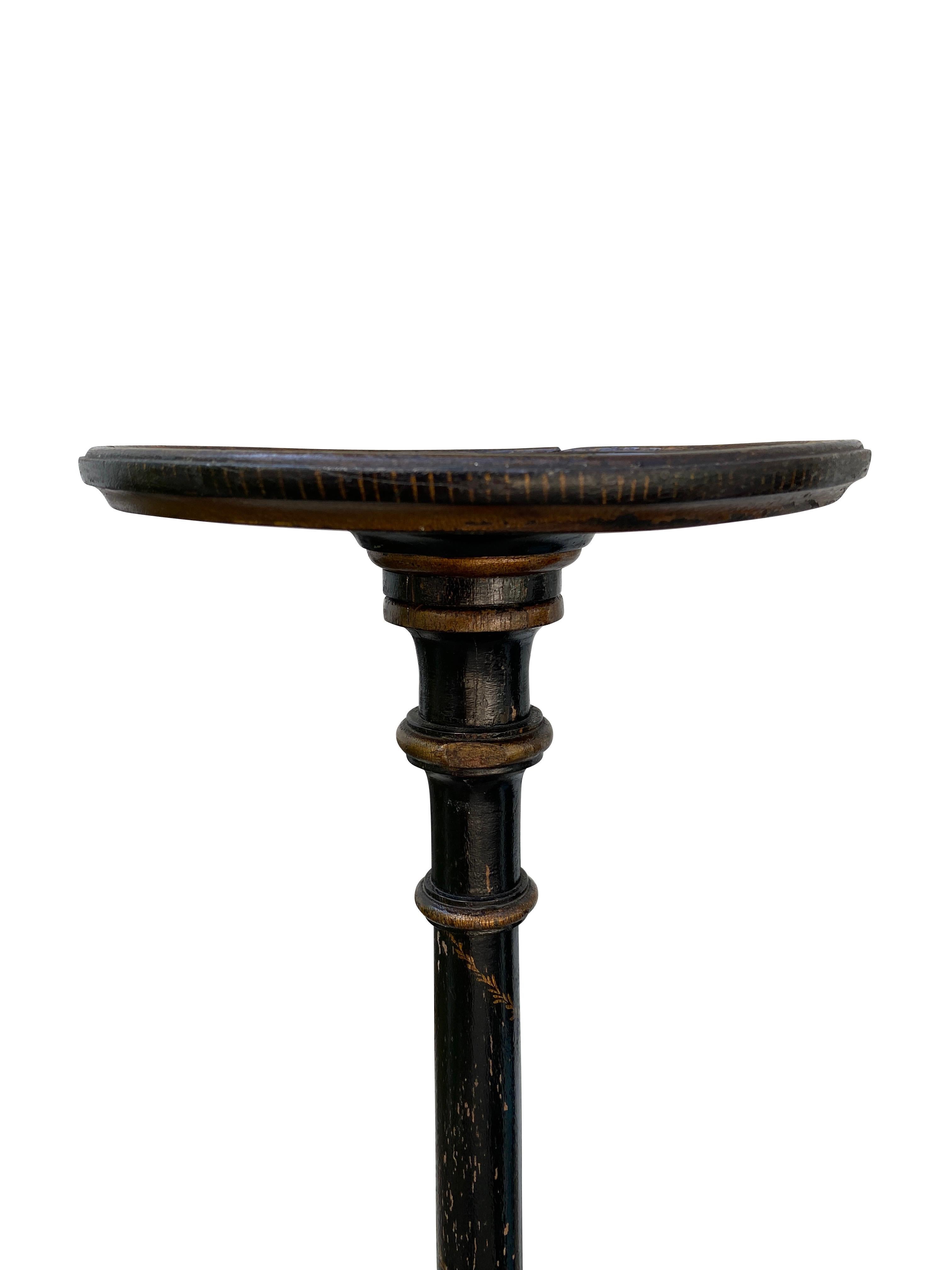 English Regency Japanned Candle Stand For Sale