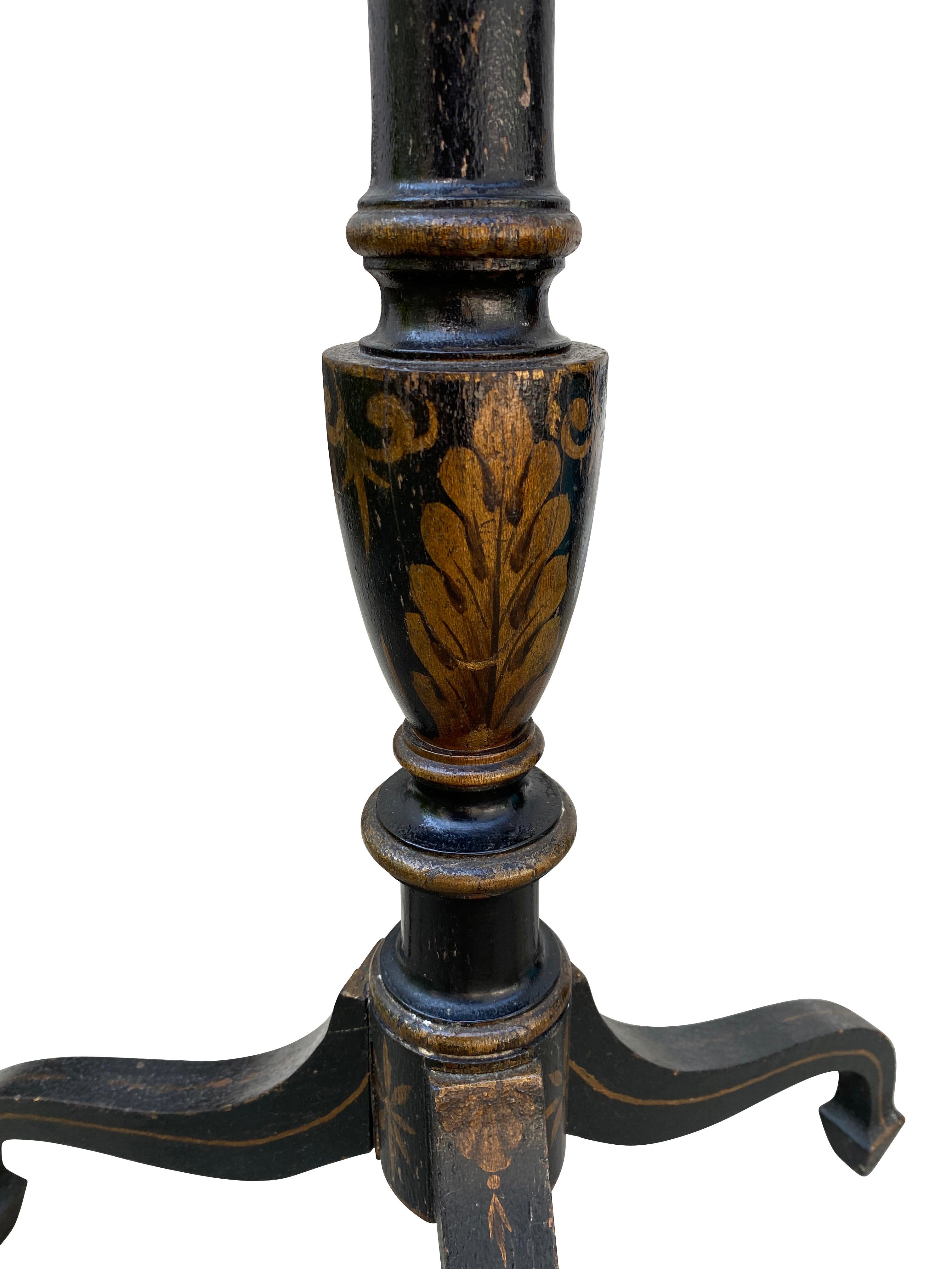Painted Regency Japanned Candle Stand For Sale