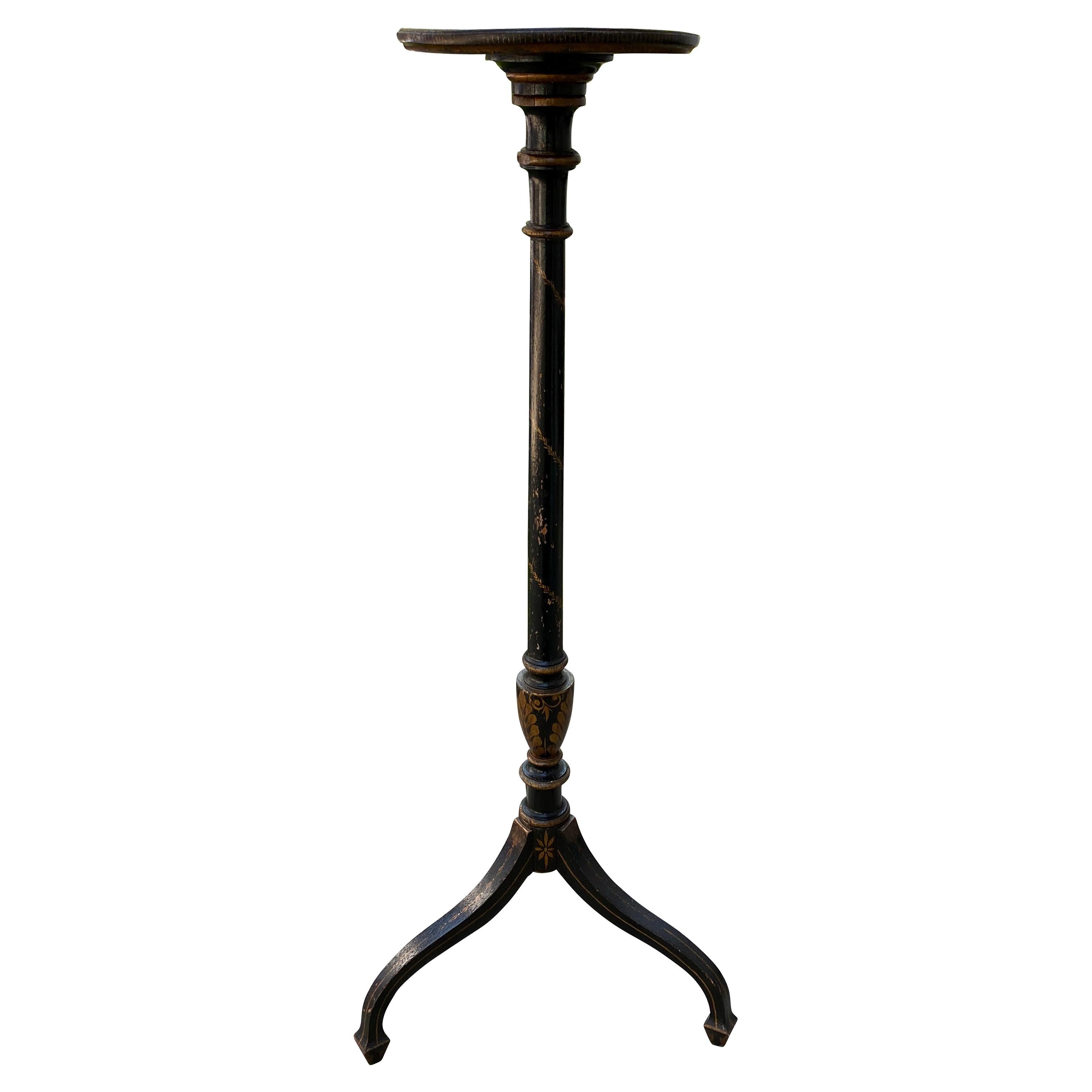 Regency Japanned Candle Stand For Sale