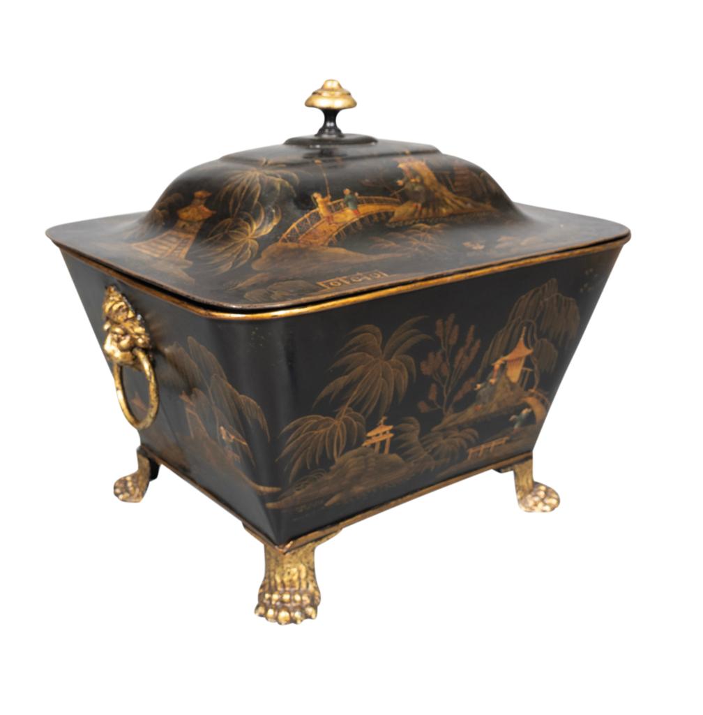 English Regency Japanned Tole Coal Bin