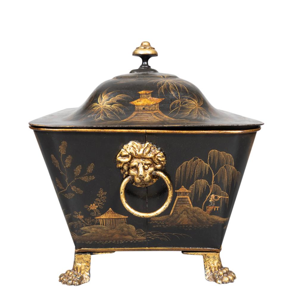 Regency Japanned Tole Coal Bin In Good Condition In Essex, MA