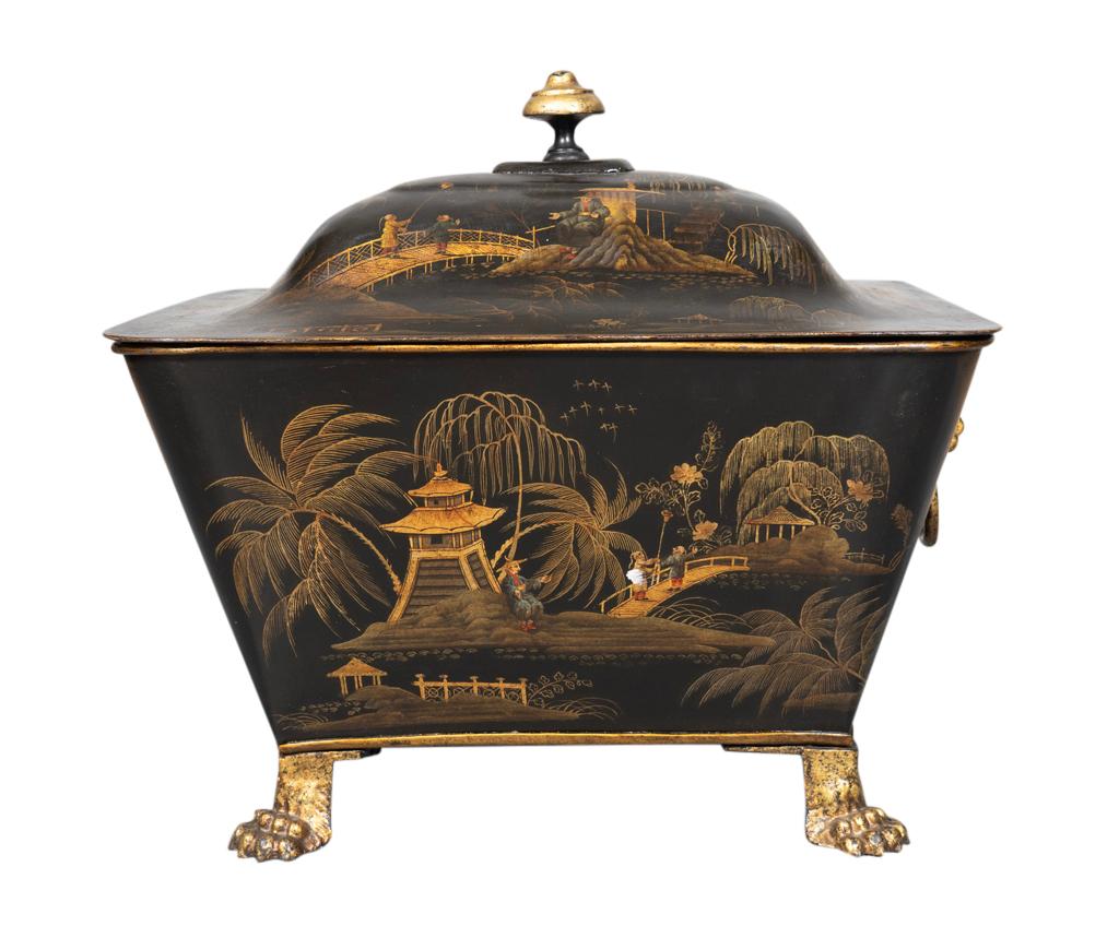 19th Century Regency Japanned Tole Coal Bin