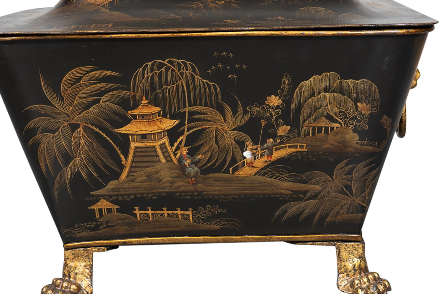 Tin Regency Japanned Tole Coal Bin