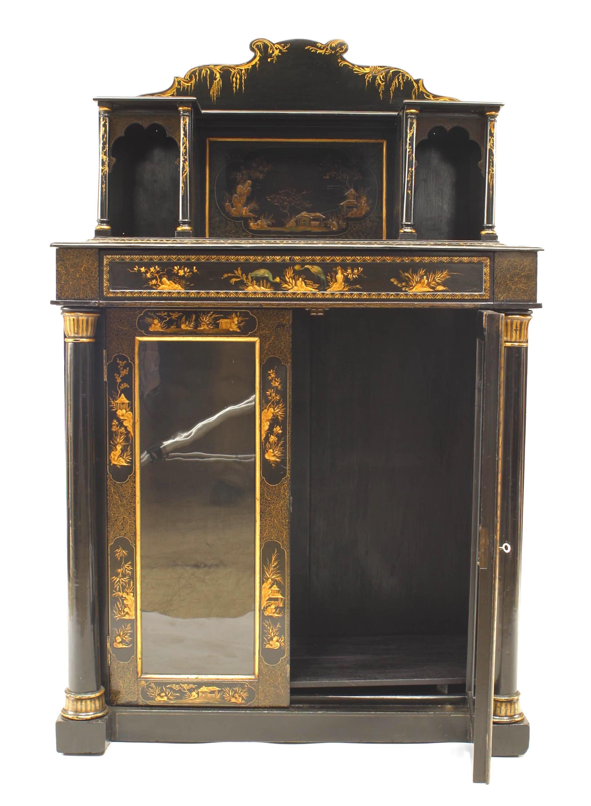 English Regency Lacquered Chinoiserie Sideboard For Sale