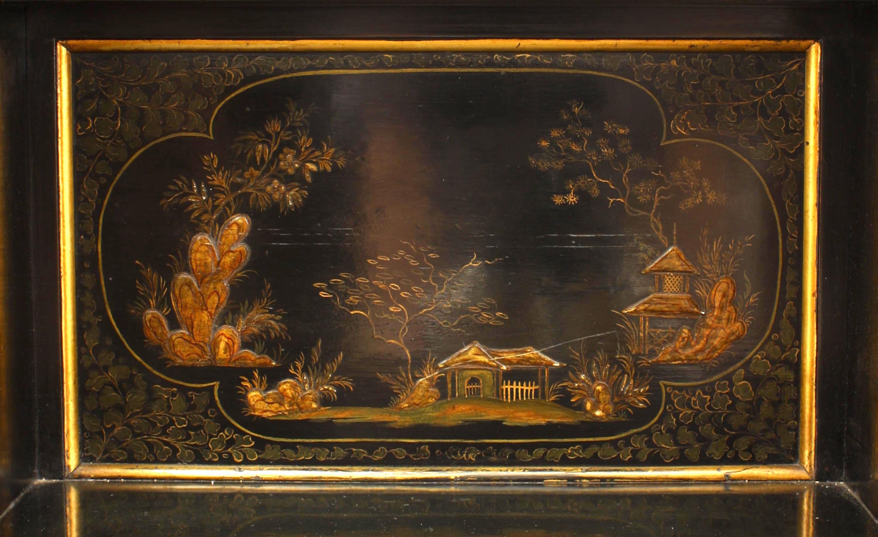 Wood Regency Lacquered Chinoiserie Sideboard For Sale
