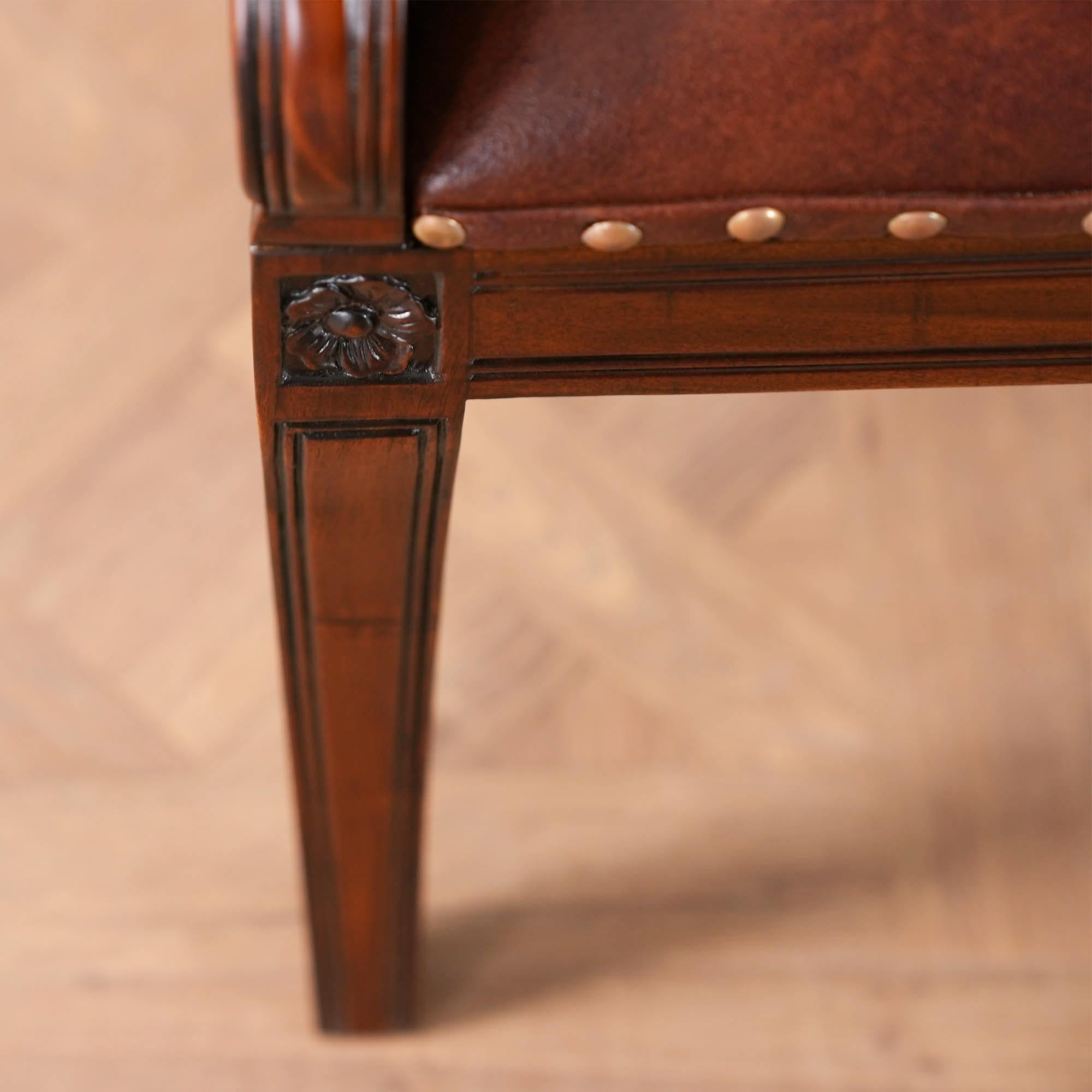 Regency Leather Arm Chair For Sale 6
