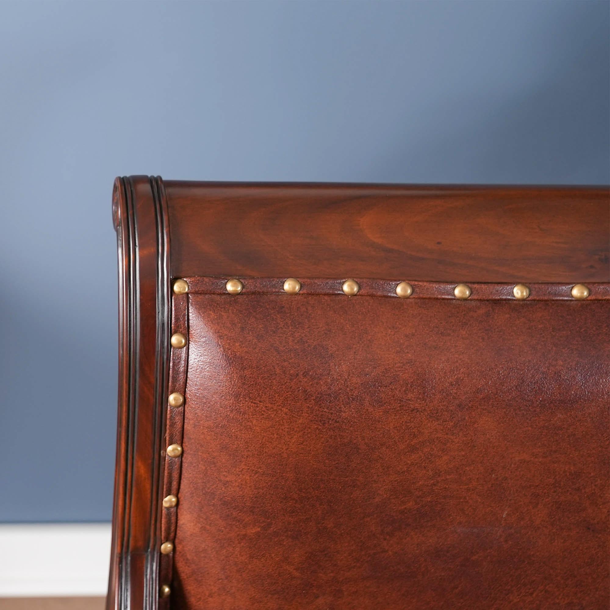 Regency Leather Arm Chair For Sale 1