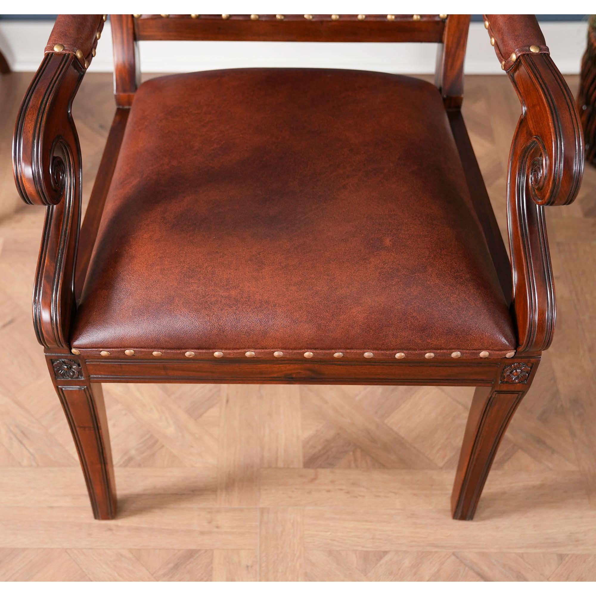 Regency Leather Arm Chair For Sale 2