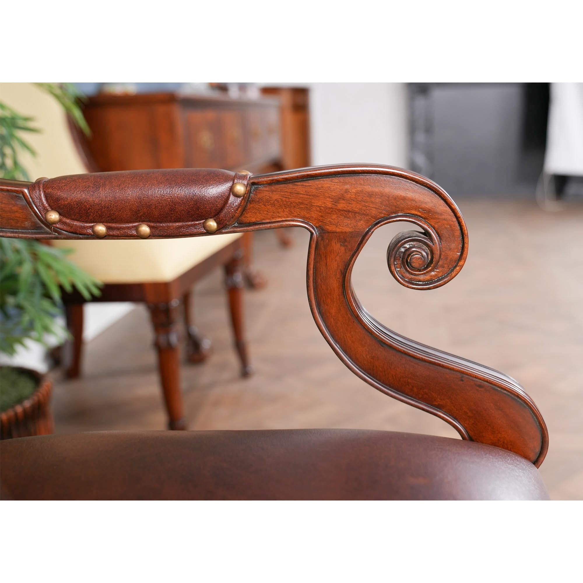 Regency Leather Arm Chair For Sale 3