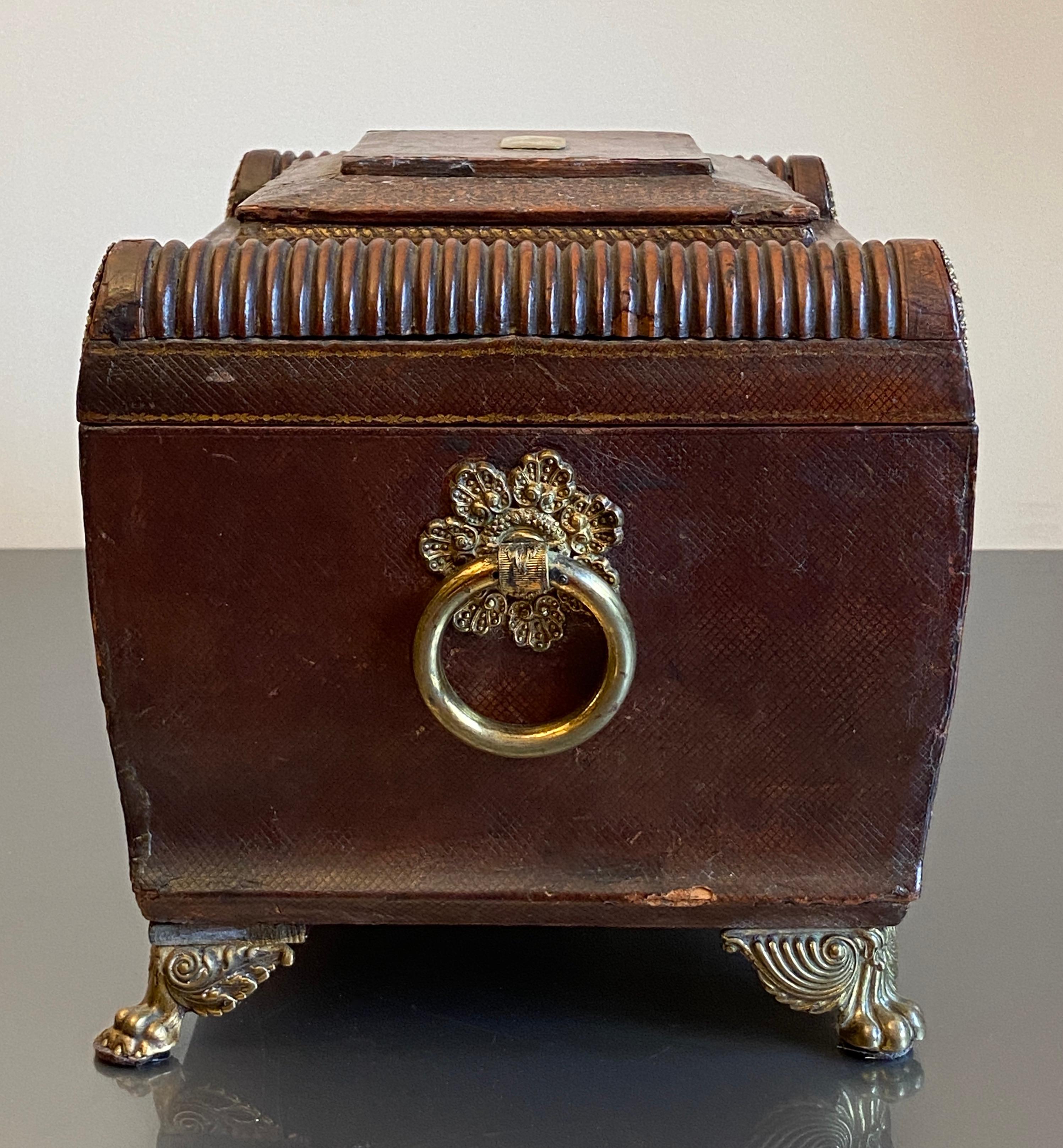 Regency Leder gebundene Schreibschräge Nähen Schmuckkästchen Graviert 