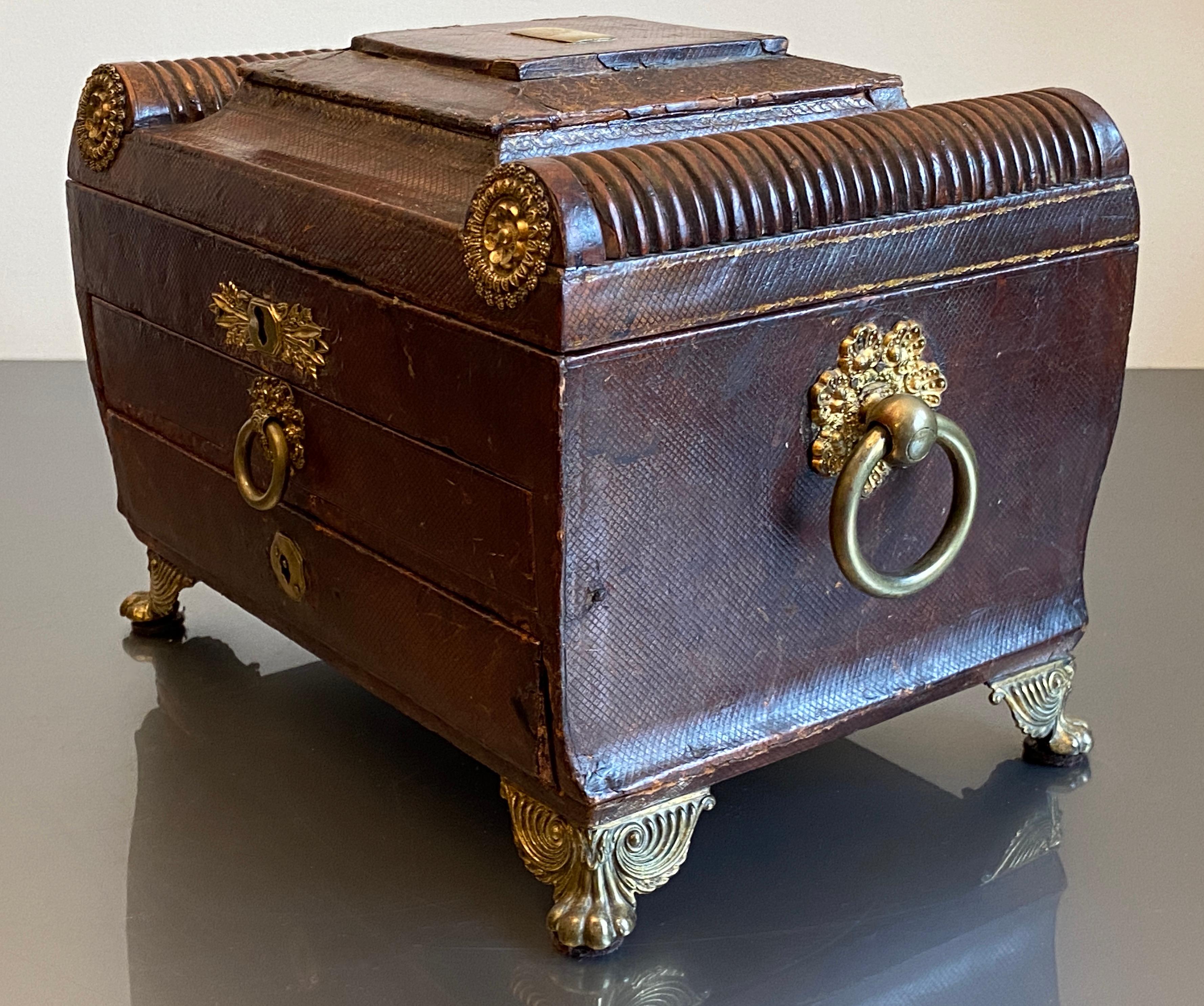 Regency Leder gebundene Schreibschräge Nähen Schmuckkästchen Graviert 