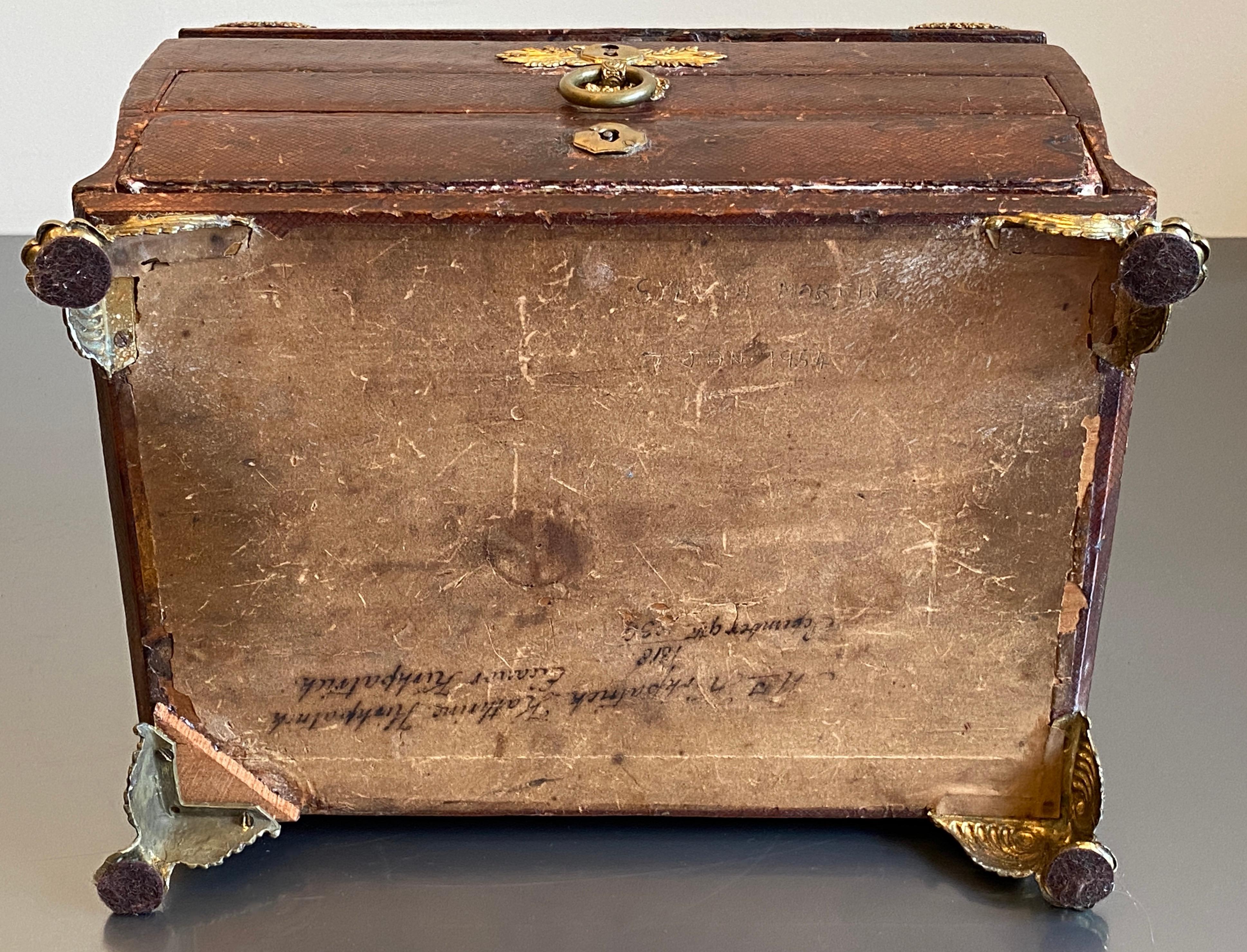 Regency Leder gebundene Schreibschräge Nähen Schmuckkästchen Graviert 