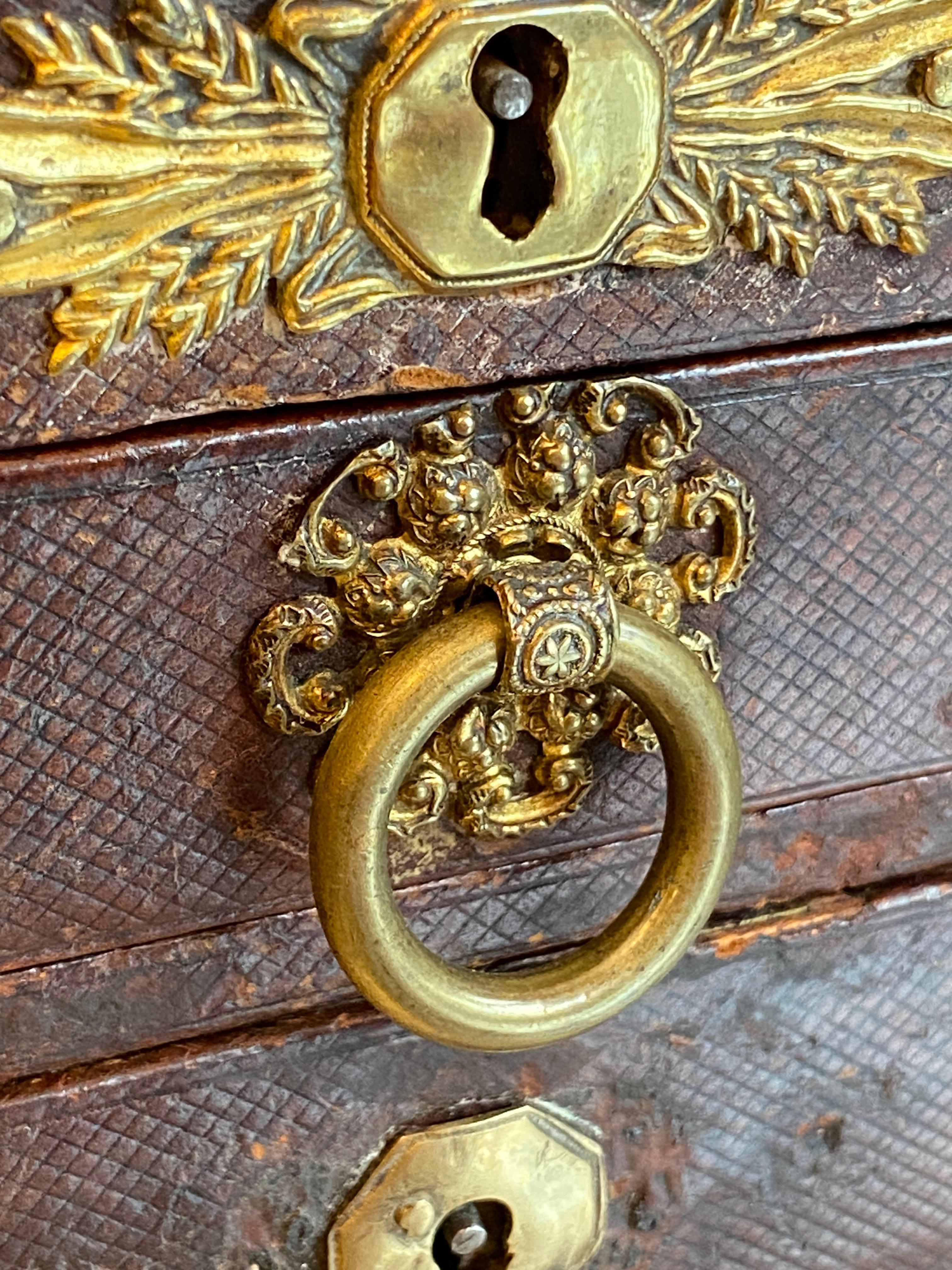 Regency Leder gebundene Schreibschräge Nähen Schmuckkästchen Graviert 