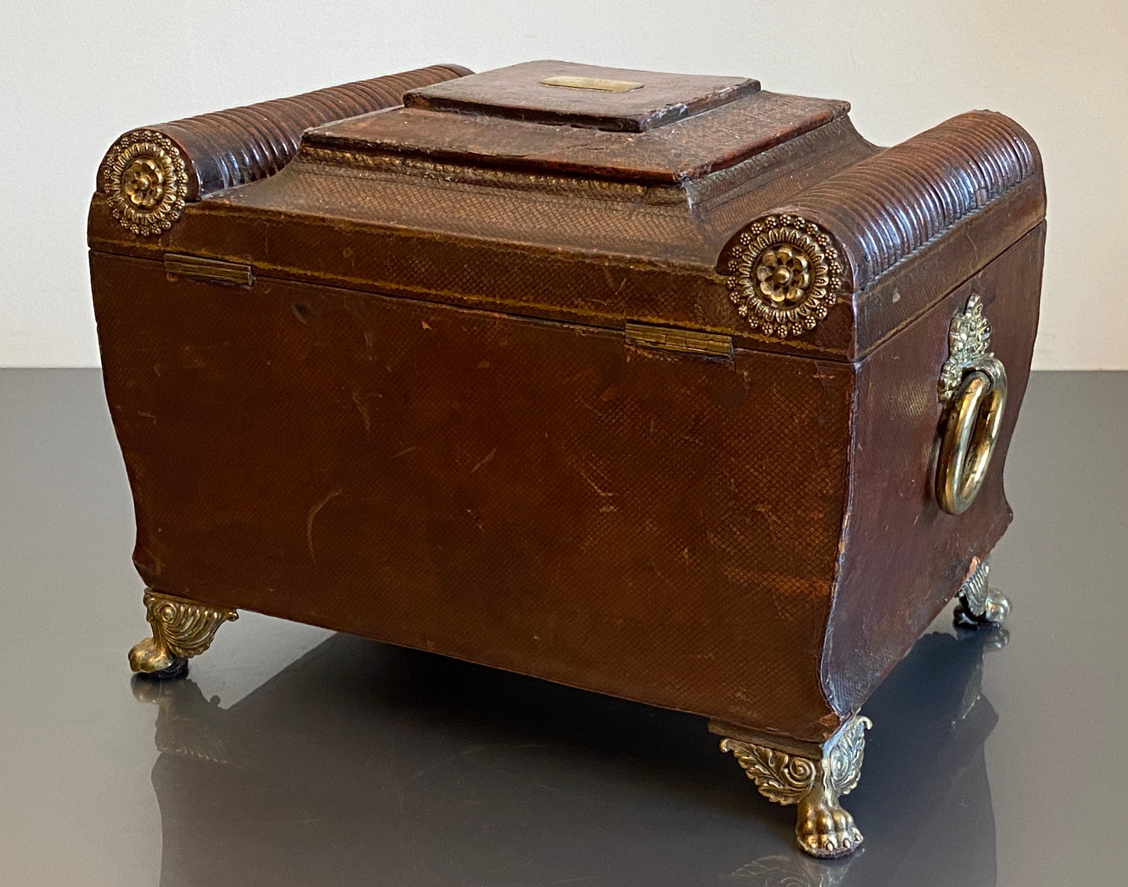 Regency Leder gebundene Schreibschräge Nähen Schmuckkästchen Graviert 