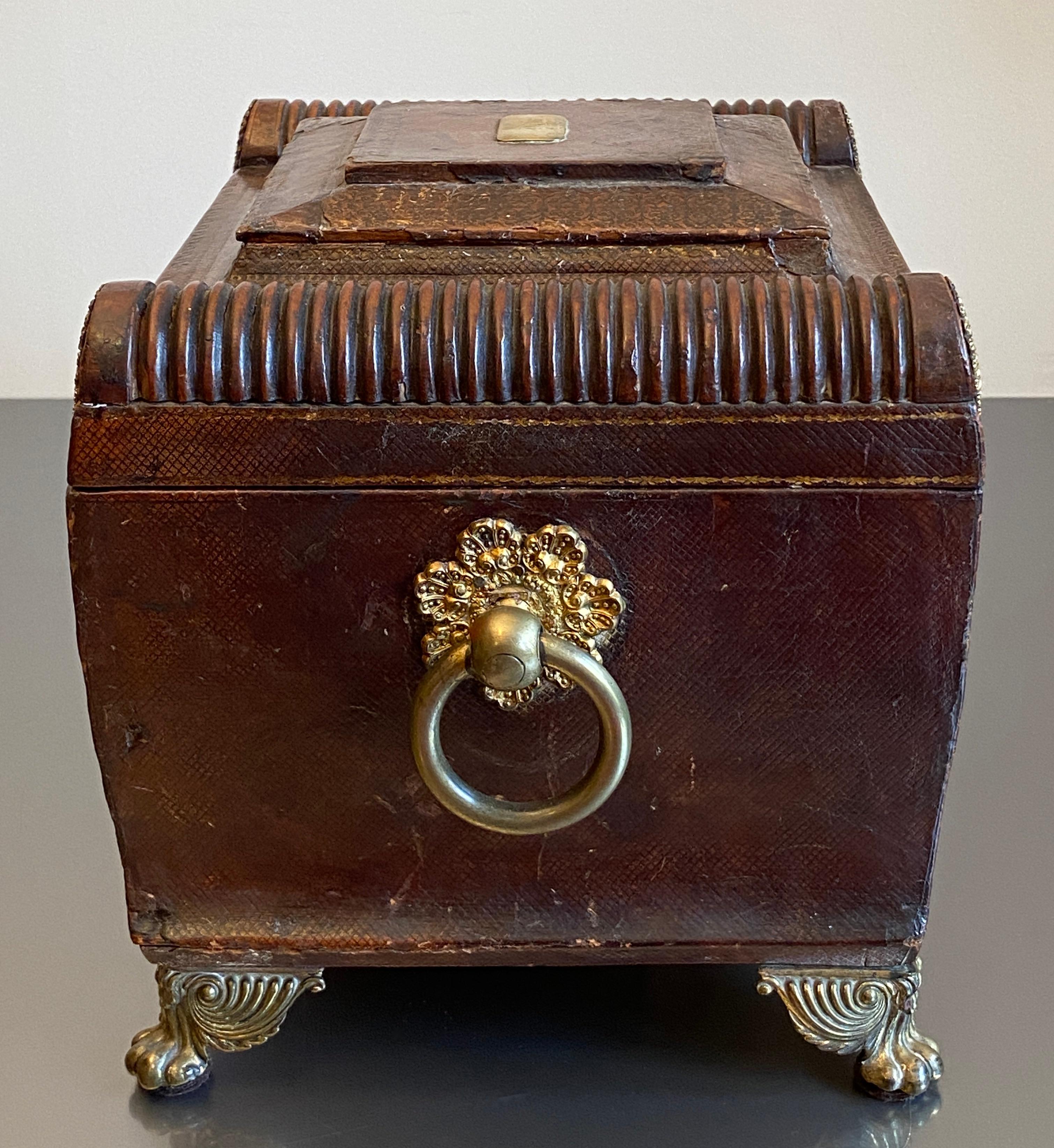 Regency Leder gebundene Schreibschräge Nähen Schmuckkästchen Graviert 