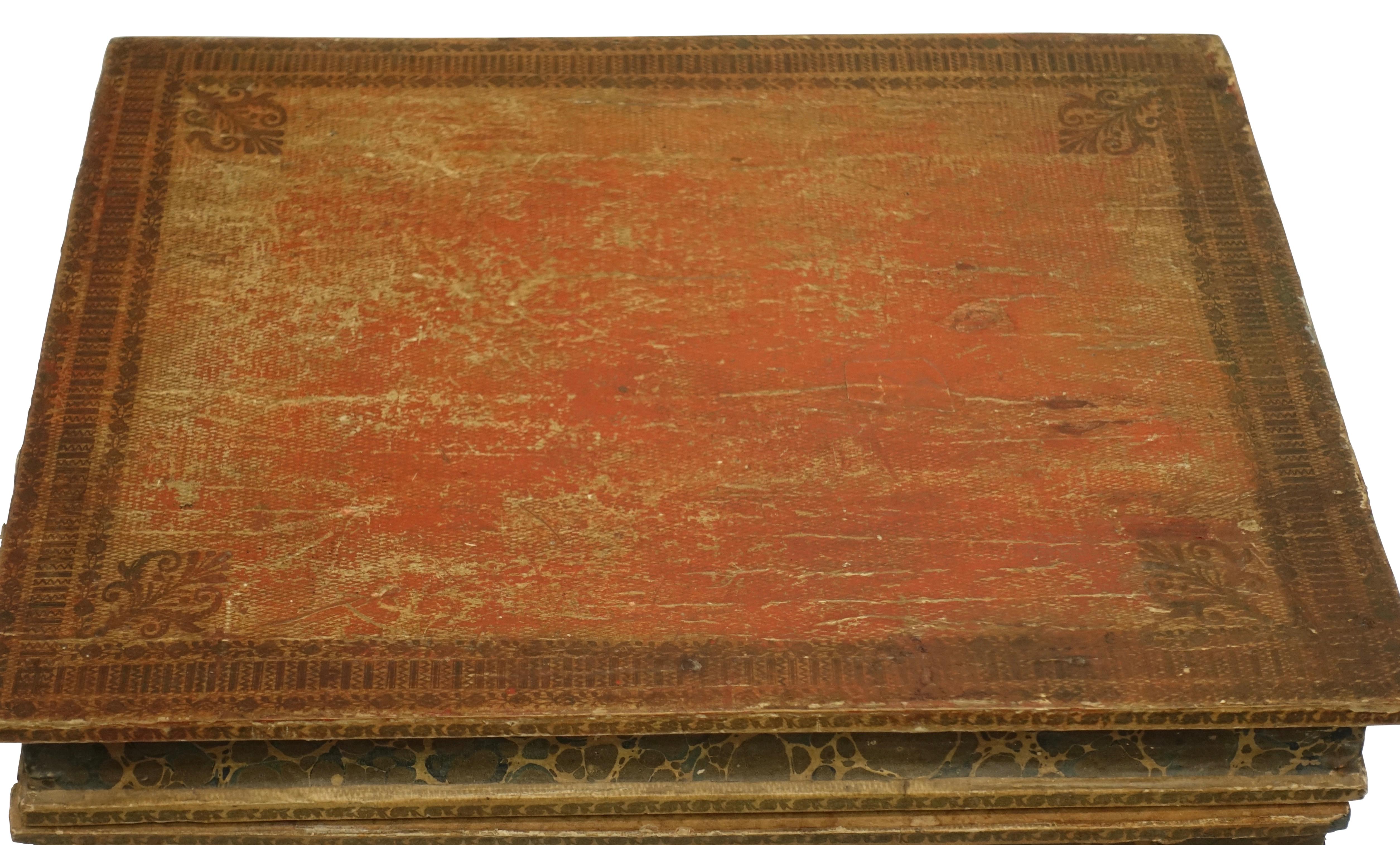 Regency Leather Faux Book Box on Painted Stand or End Table, English, circa 1830 For Sale 2