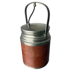 Regency Leather Ice Bucket with tongs, Italy, 1970