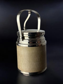 Regency Leather Ice Bucket with tongs, Italy, 1970's
