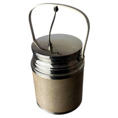 Regency Leather Ice Bucket with tongs, Italy, 1970's