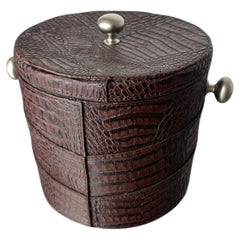 Regency Leather Ice Bucket with tongs, Italy, 1970's