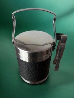 Regency Leather Ice Bucket with tongs, Italy, circa 1970's