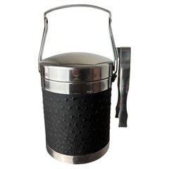 Regency Leather Ice Bucket with tongs, Italy, circa 1970's