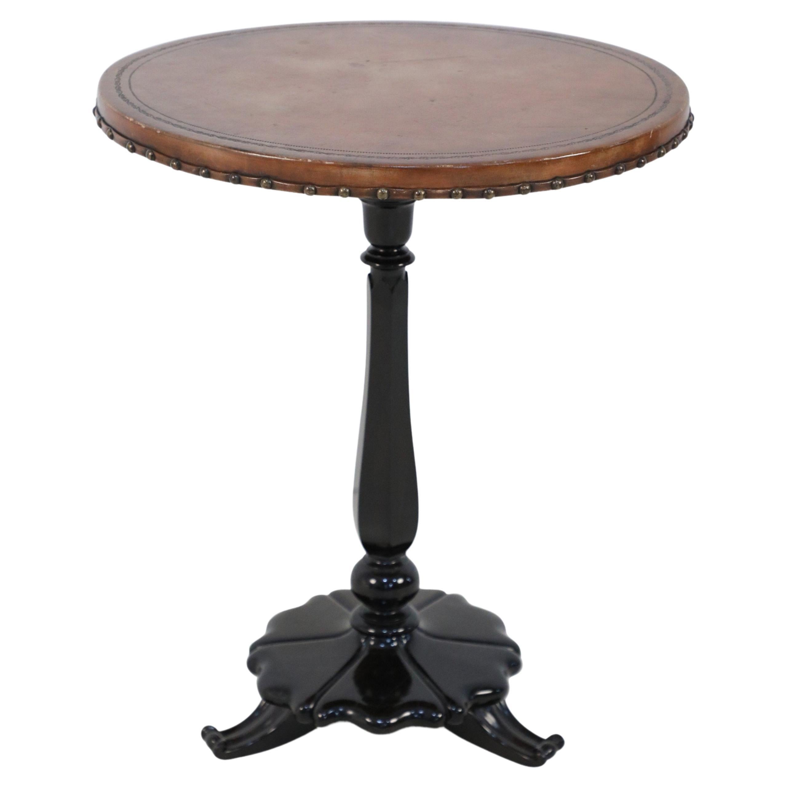 Regency LeatherTop Side Table with Gilt Tooling For Sale at 1stDibs