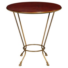 Regency Leather Side Table with Cast-Iron Base