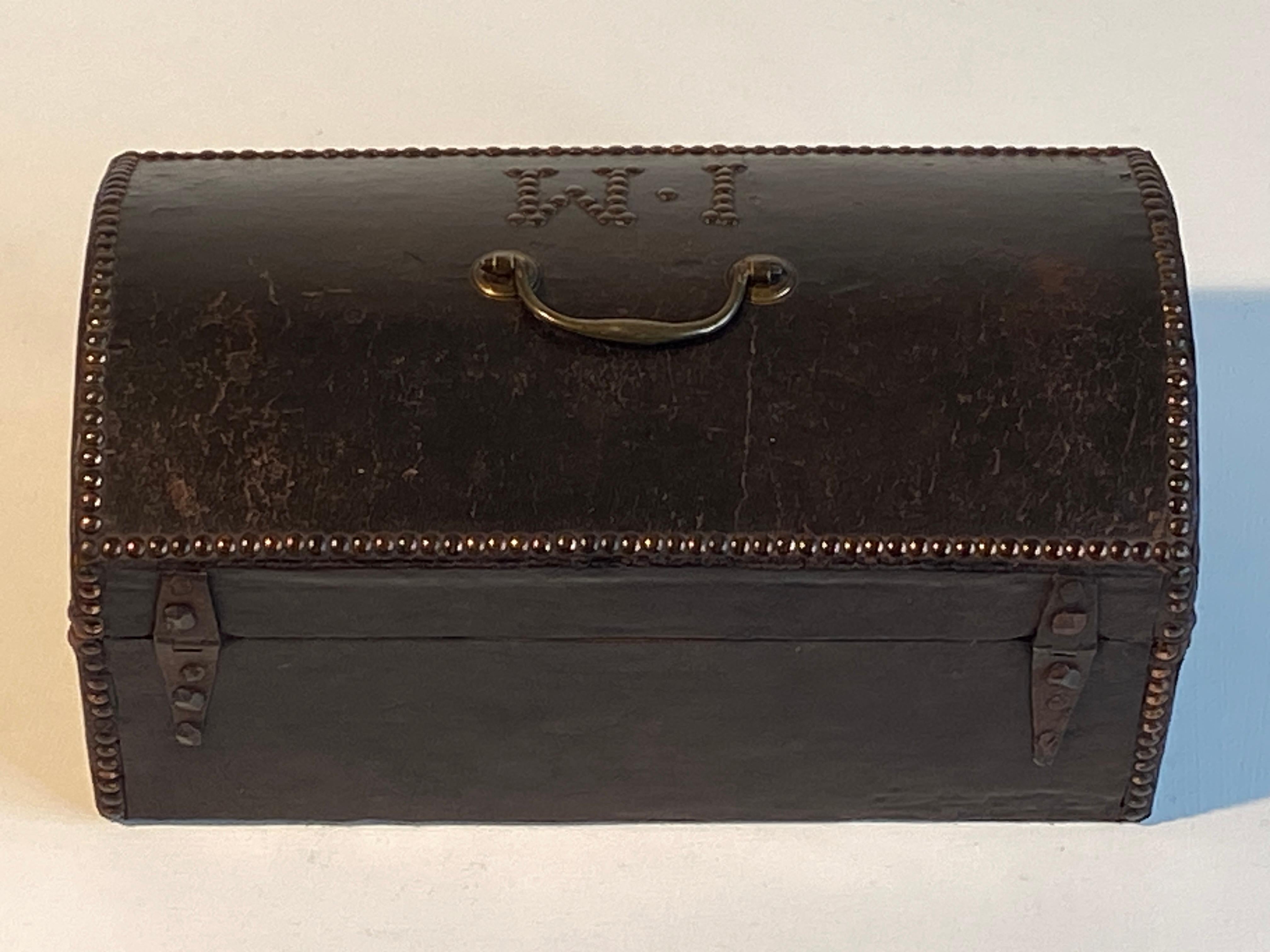Regency Leather Studded Campaign Case Trunk by Chapple & Sons Initials 