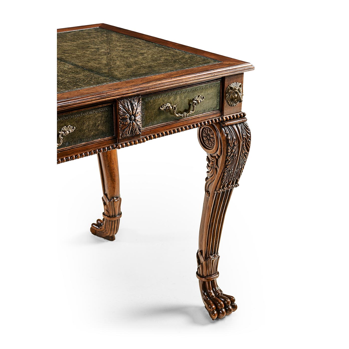 Scrivania Regency con piano in pelle in vendita 4