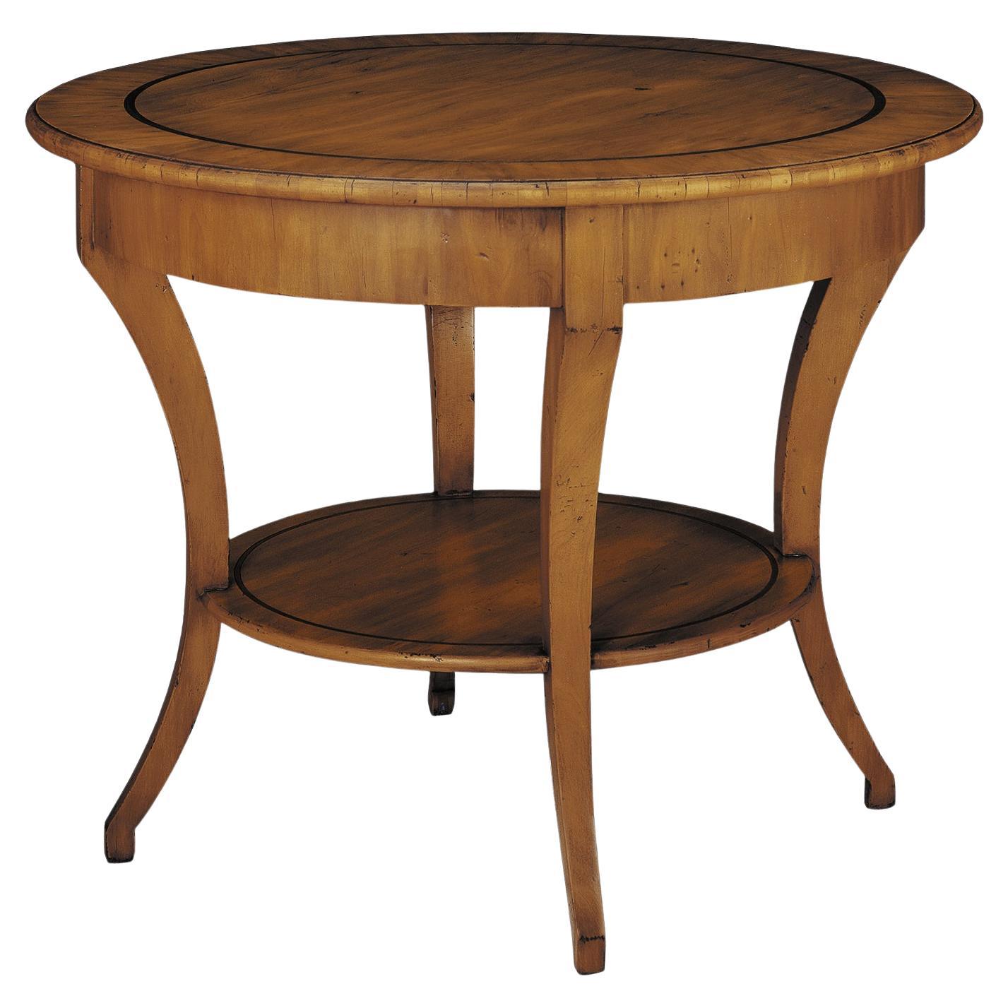 Regency Legrand circular lamp table w/ stunning top w/ yew veneer & walnut inlay For Sale