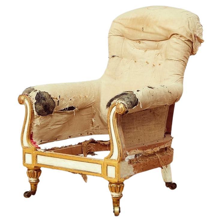 An Exceptional Gilt and White Painted Regency Bergere, attr to Morel & Seddon For Sale