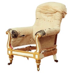 Exceptionnelle Bergère de style Régence, dorée et peinte en blanc, attr à Morel & Seddon