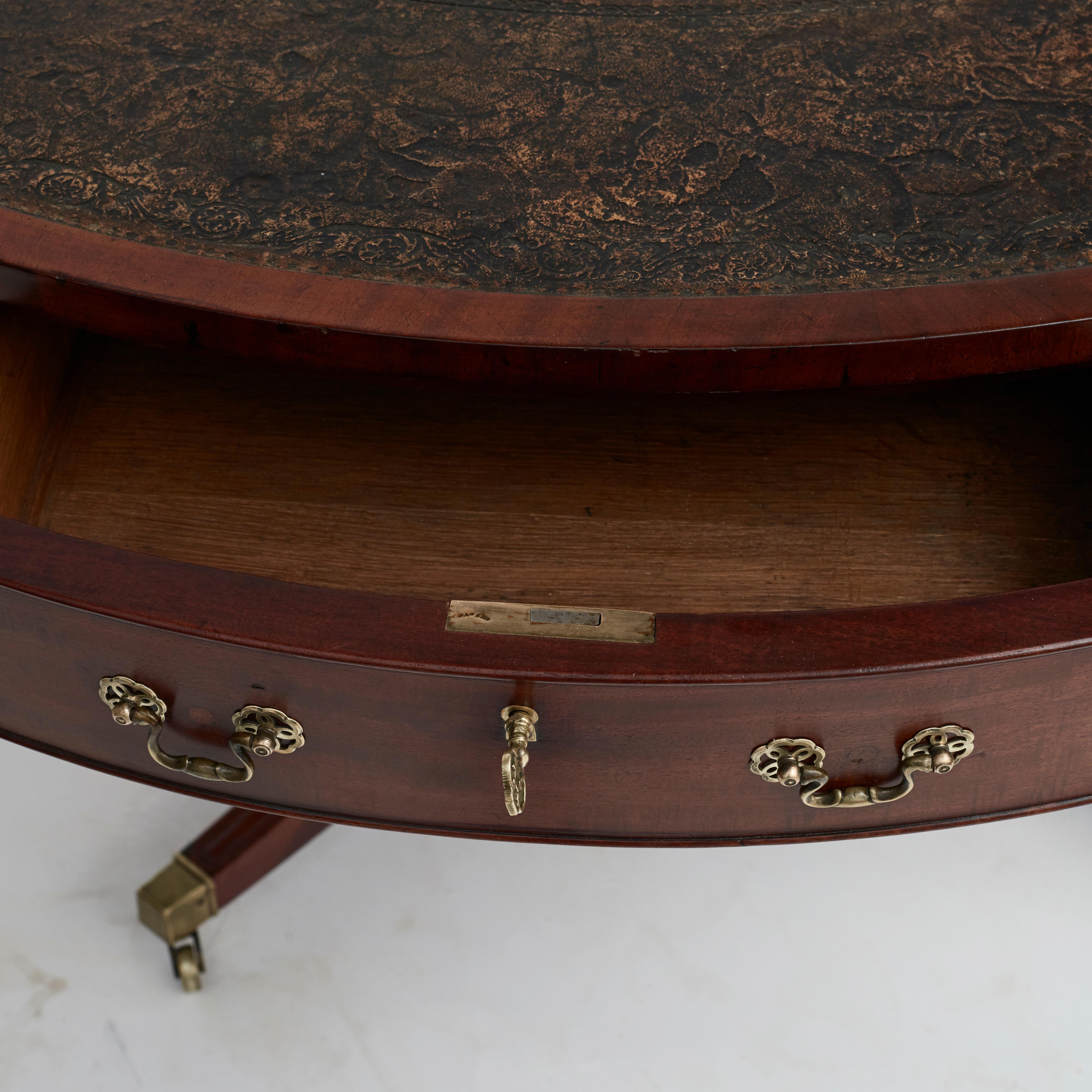 Antique Regency Library Drum Table 2