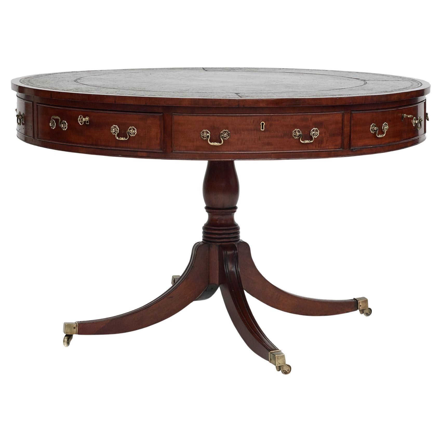 Antique Regency Library Drum Table