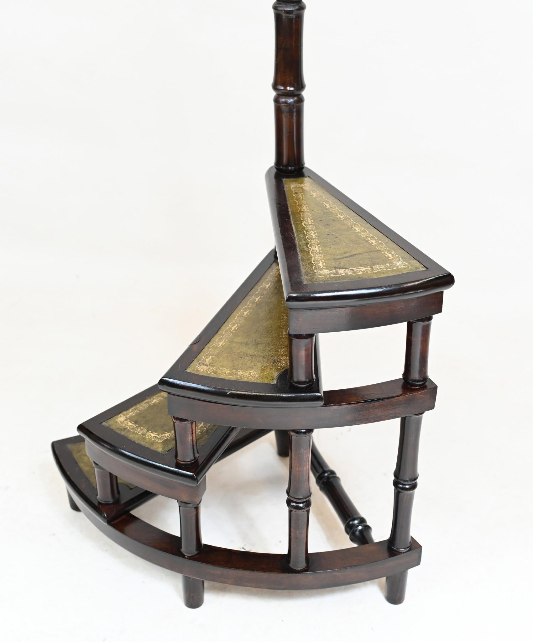 Regency Library Steps Spiral Ladder Mahogany For Sale 2