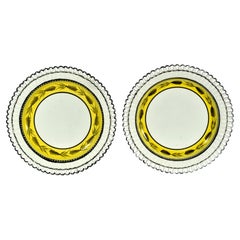 Piattini da dessert in creamware traforato con fascia gialla, stile Regency, Liverpool-Ercolano