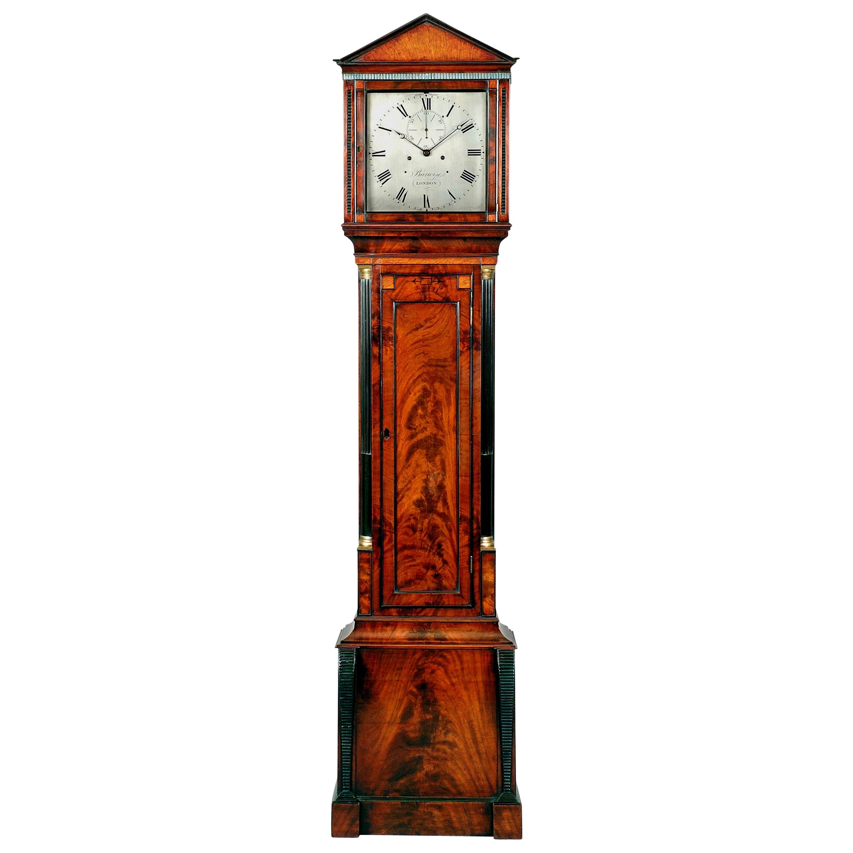 Horloge de parquet en acajou de style Régence du XIXe siècle, par John Barwise de Londres en vente