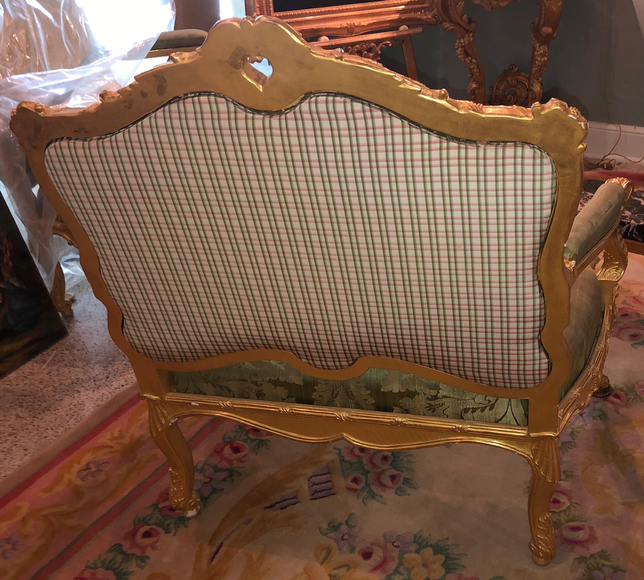 Gilt Regency Louis XV Style Marquise Chair, Settee For Sale