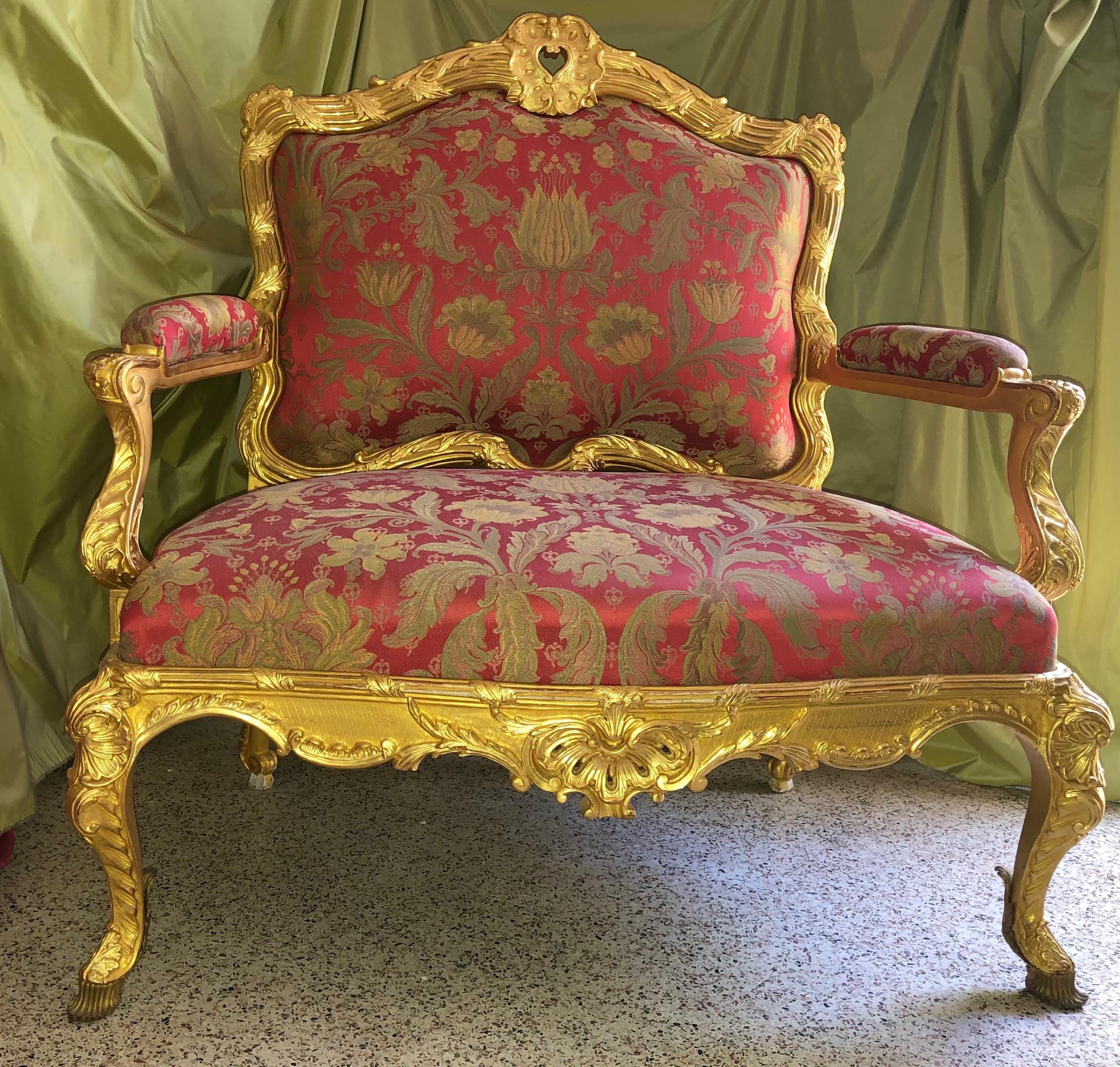 Contemporary Regency Louis XV Style Marquise Chair, Settee For Sale