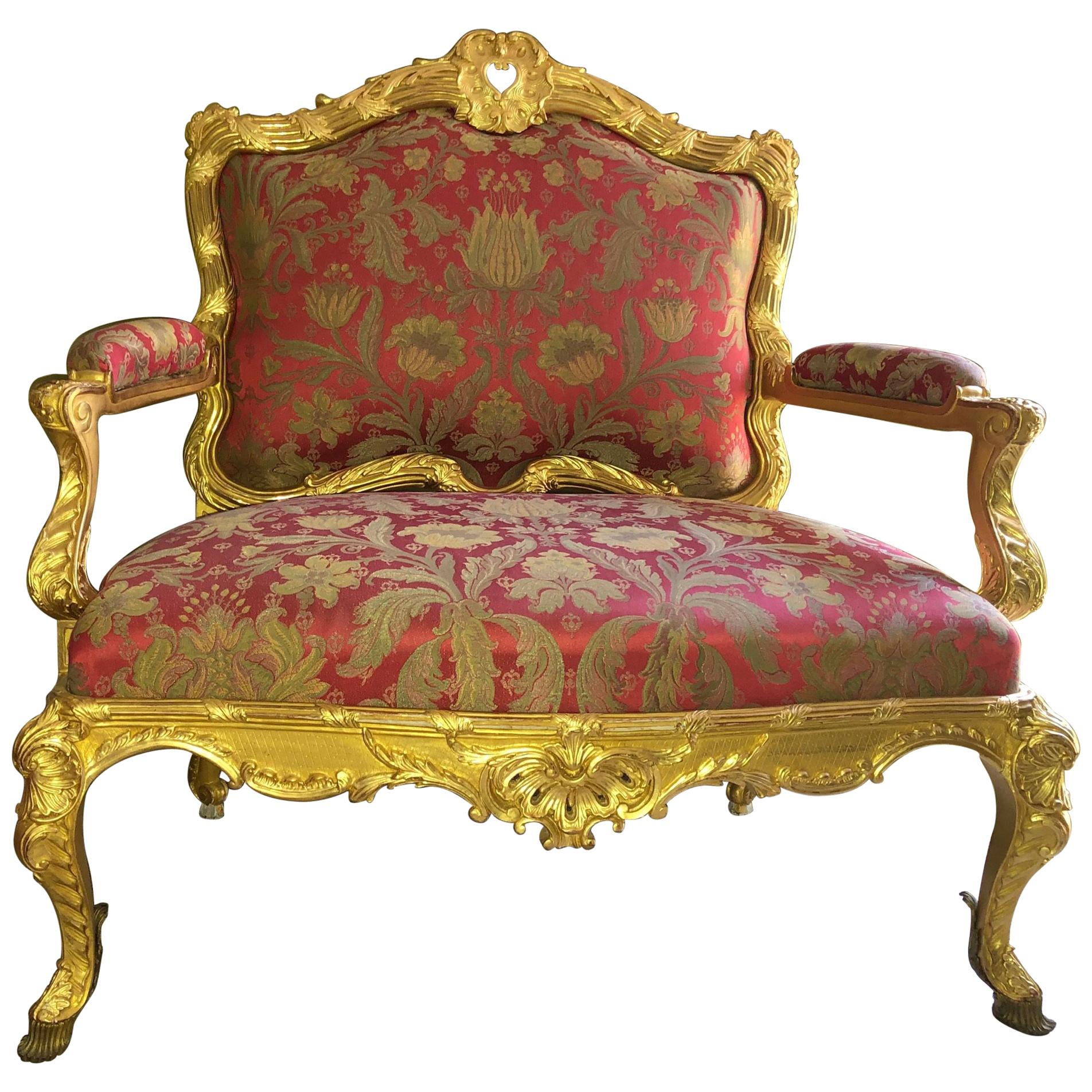 Regency Louis XV Style Marquise Chair, Settee For Sale