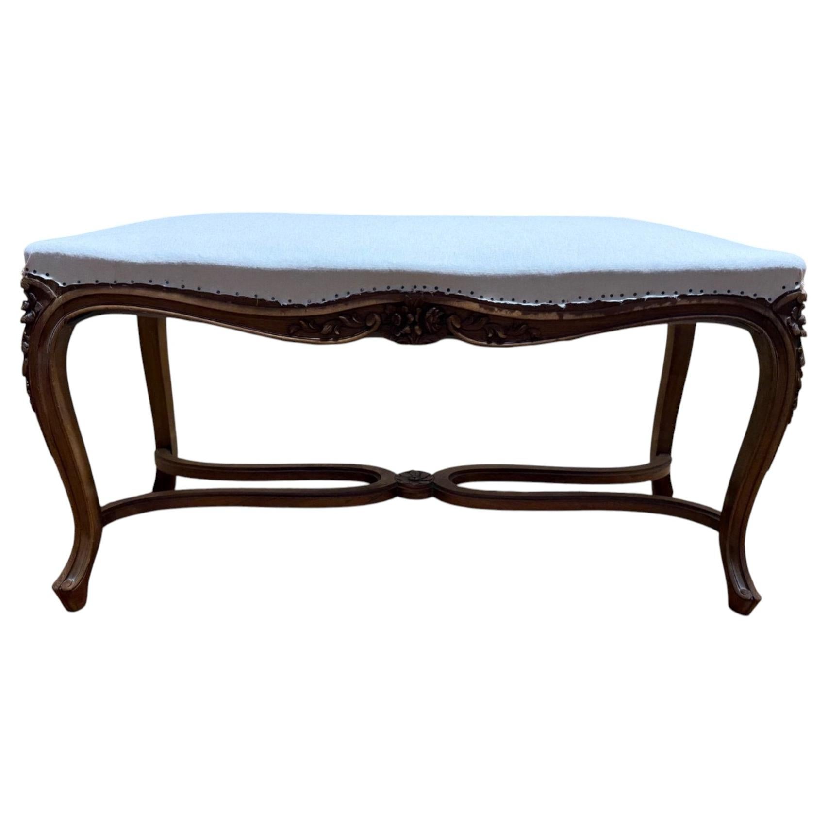 Regency-Louis XV Style piano bench – Solid carved walnut For Sale