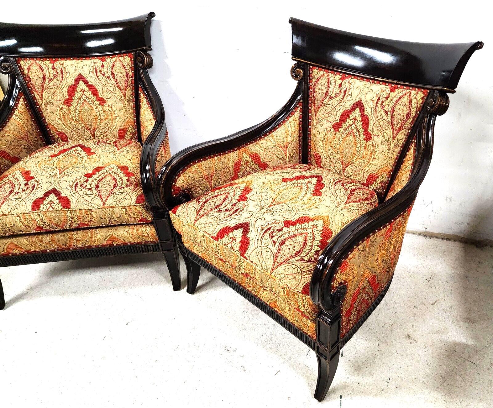 Cotton Regency Lounge Chairs a Pair For Sale