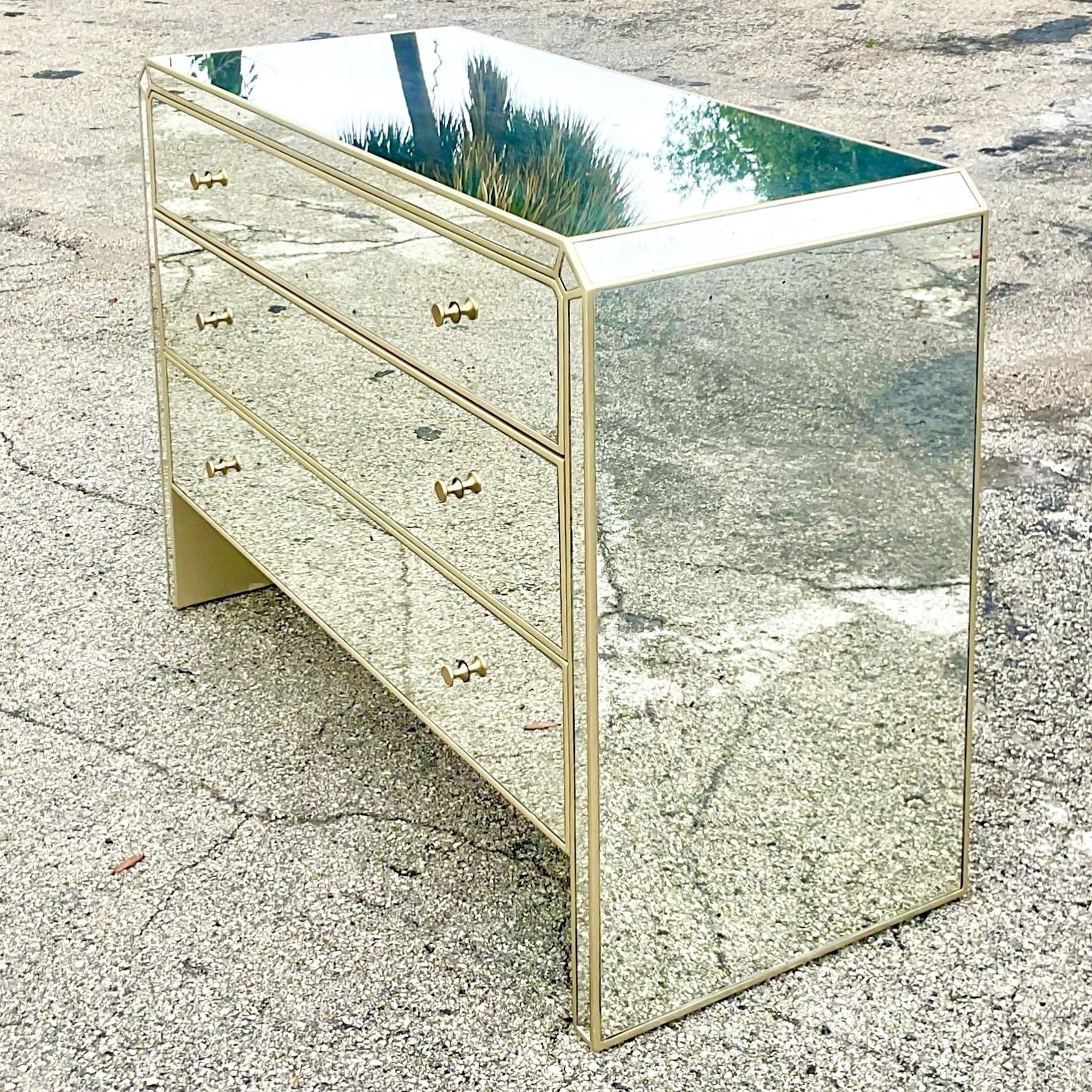 gold mirrored dresser