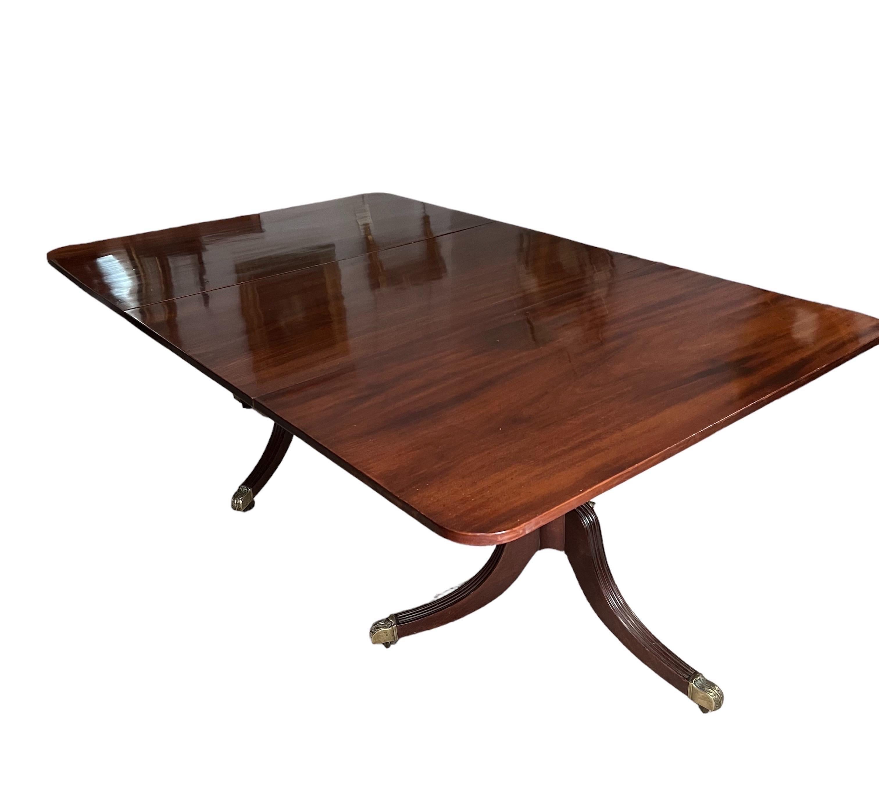 English Regency Mahogany 2 Pedestal Dining Table   For Sale