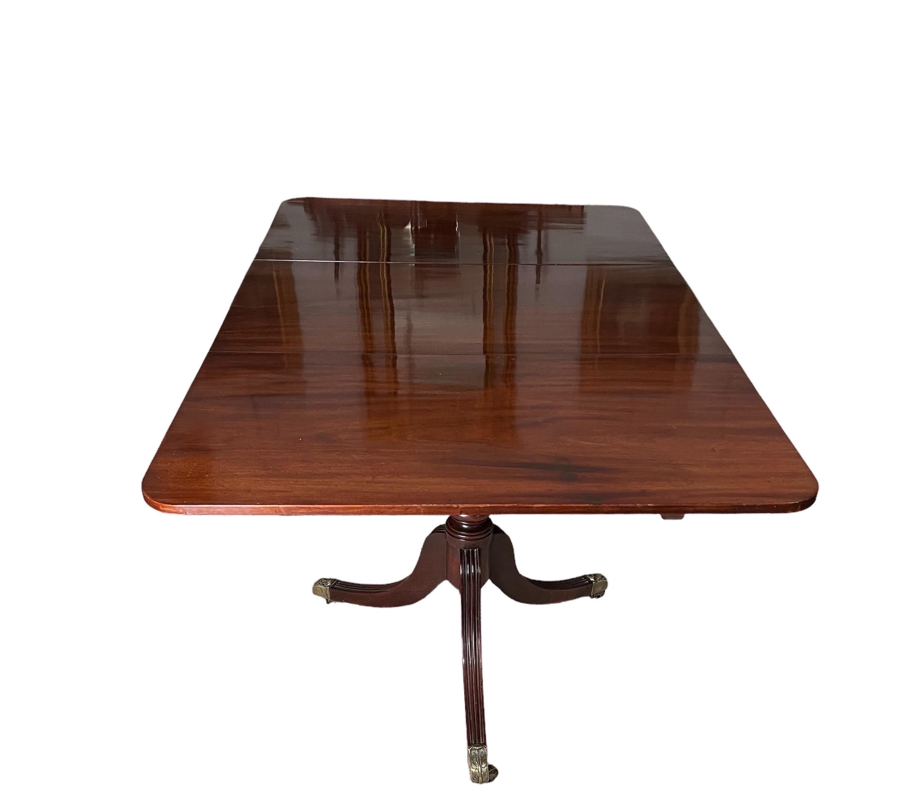Polished Regency Mahogany 2 Pedestal Dining Table   For Sale