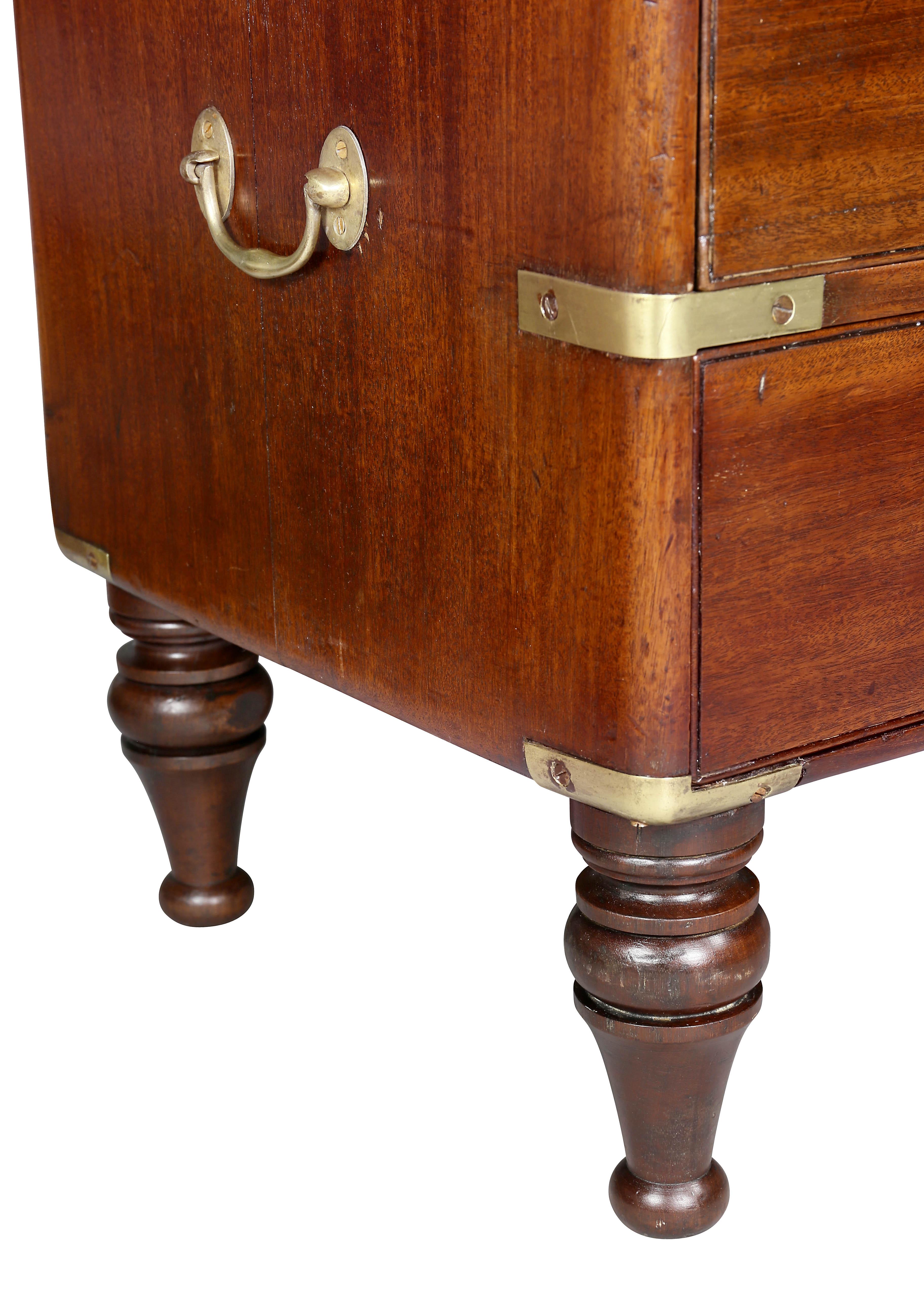 Regency Mahogany and Brass Bound Campaign Chest In Good Condition In Essex, MA