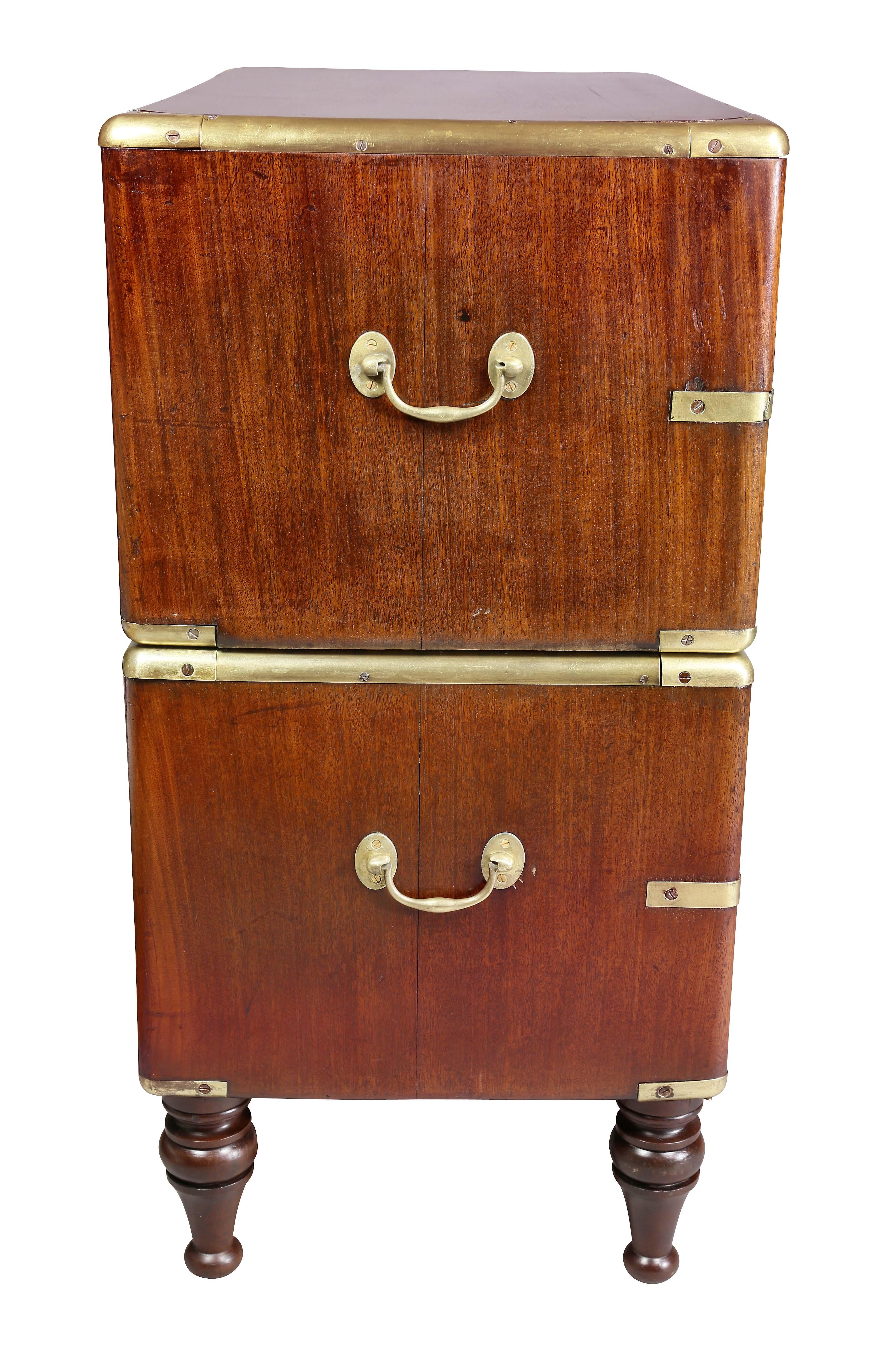 Early 19th Century Regency Mahogany and Brass Bound Campaign Chest