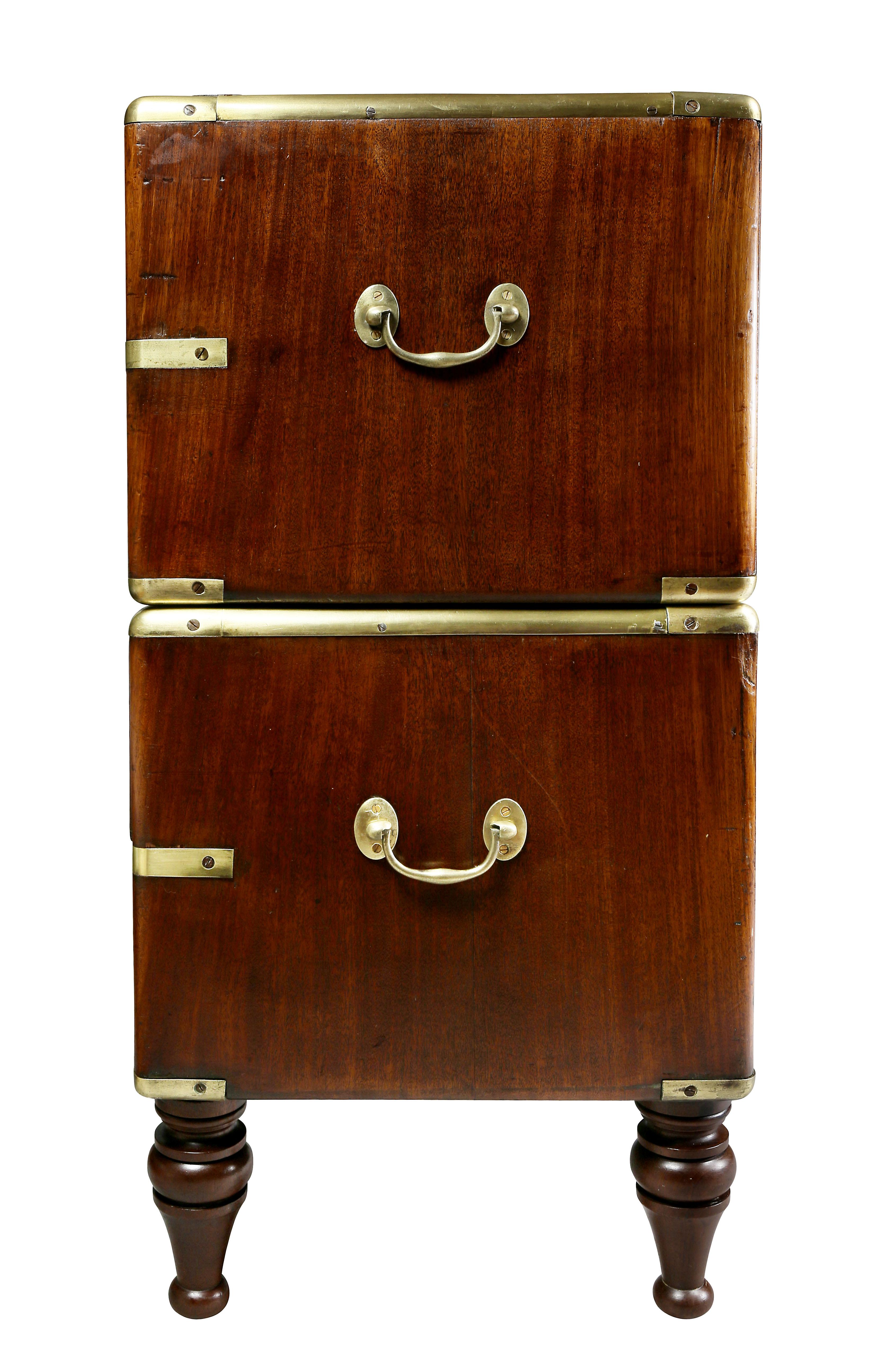 Regency Mahogany and Brass Bound Campaign Chest 1